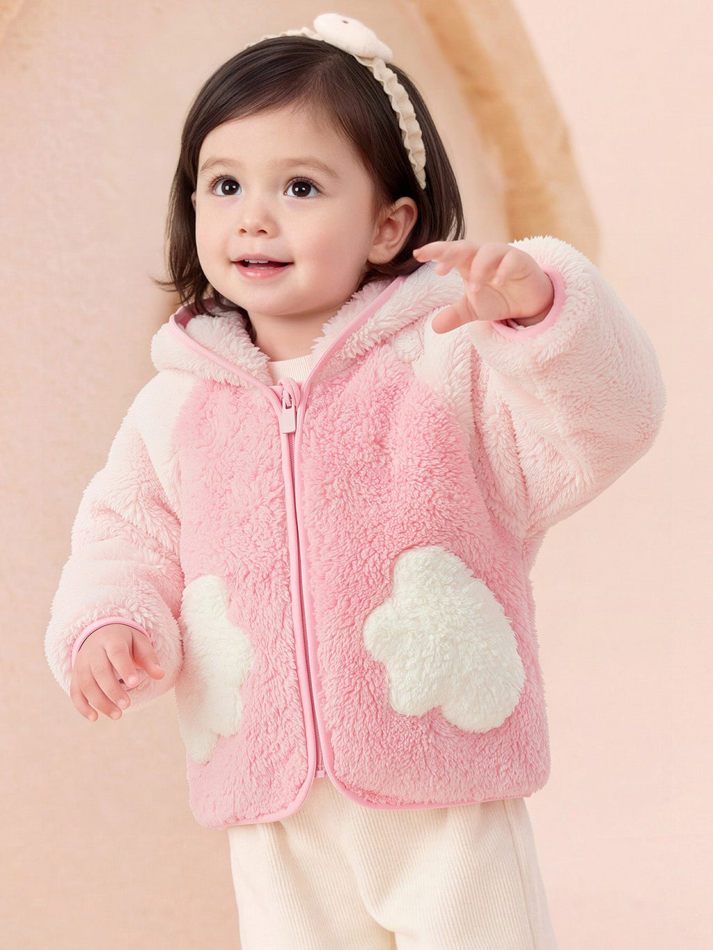 Balabala Baby Toddler Unisex Penguin Sherpa Fleece Zip-Up Hooded Jacket