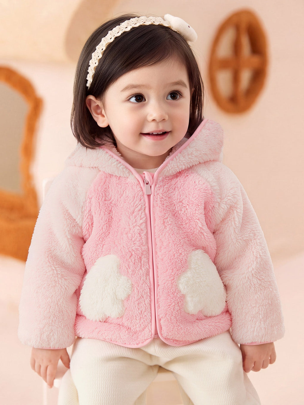 Balabala Baby Toddler Unisex Penguin Sherpa Fleece Zip-Up Hooded Jacket