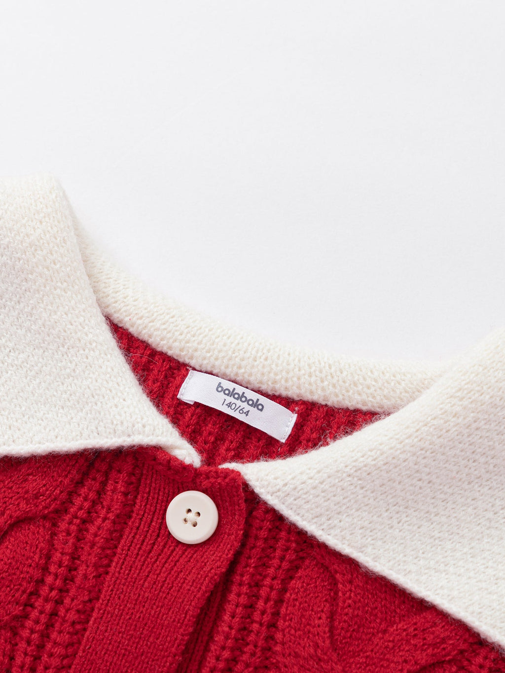 Balabala children's clothing girls sweater sweater 2024 winter new red knitted color collision warm cardigan