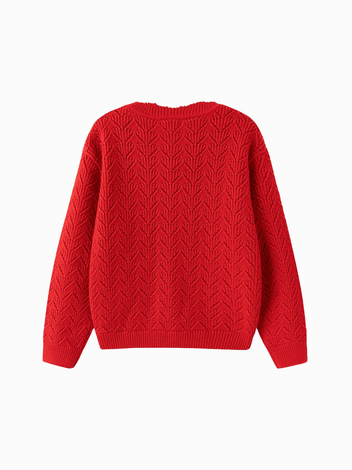 Balabala children's clothing girls sweater sweater 2024 winter new red knitted color collision warm cardigan