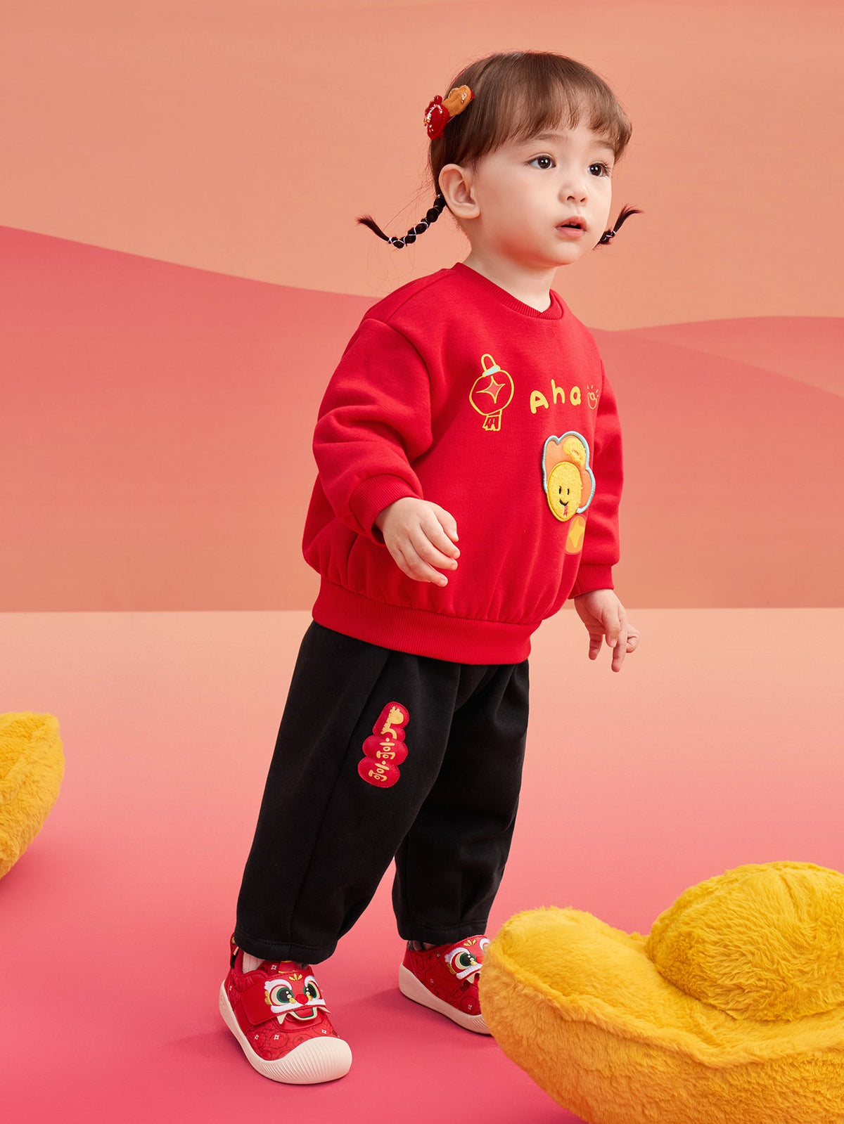 Balabala Children Clothes Baby Suit Baby Clothes 2025 New Sports 2Pcs Pack Cute Fleece Trendy