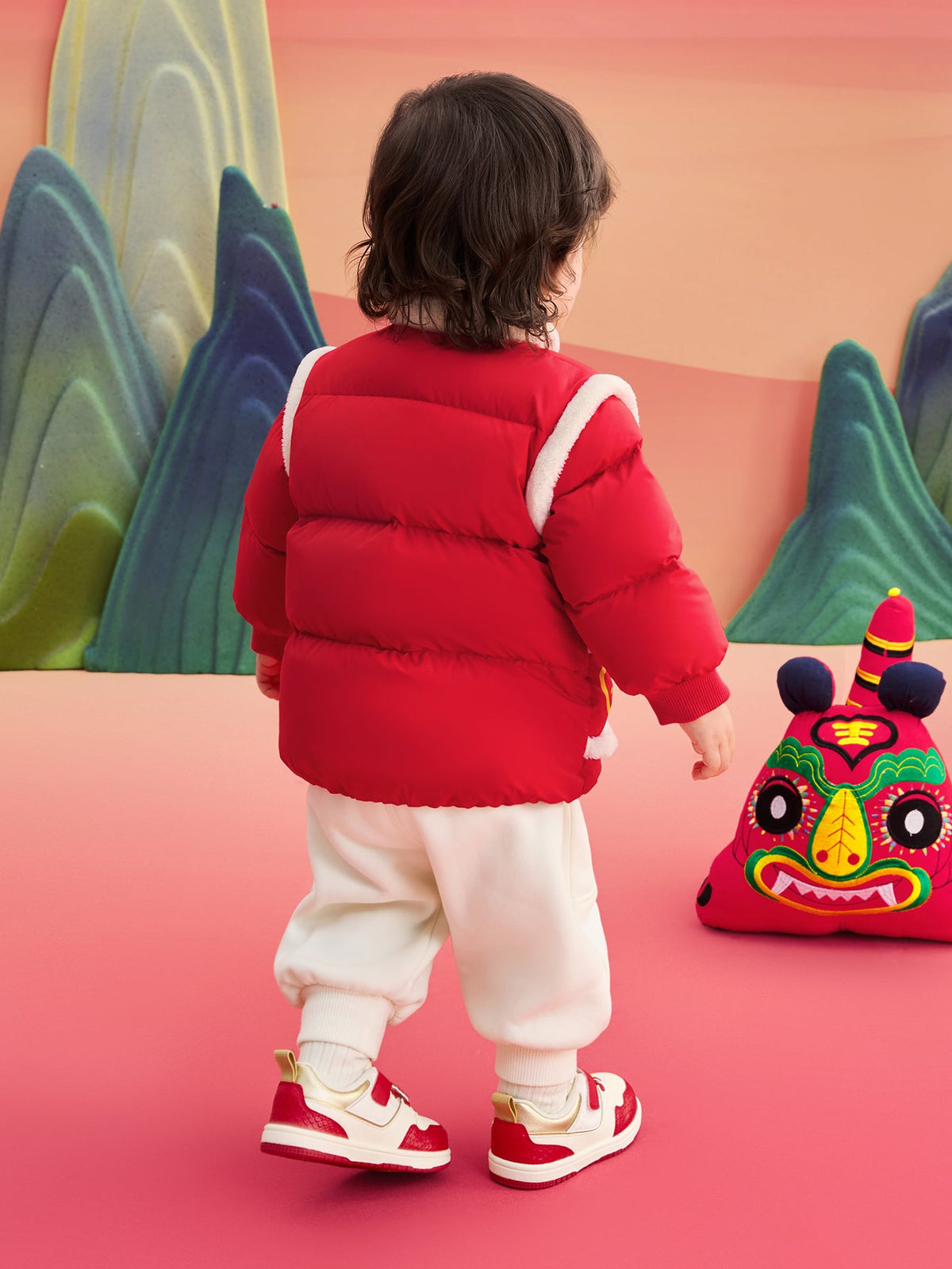 Balabala Children's Clothes Baby Down Jacket Baby Coat 2025 New Winter Clothes Neo- Chinese style New Year Greeting Outfit
