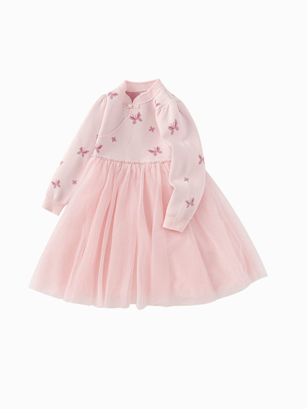 Balabala Children Clothes Girl Dress Children Skirt Knitted Mesh 2025 Winter New Princess Dress New Year
