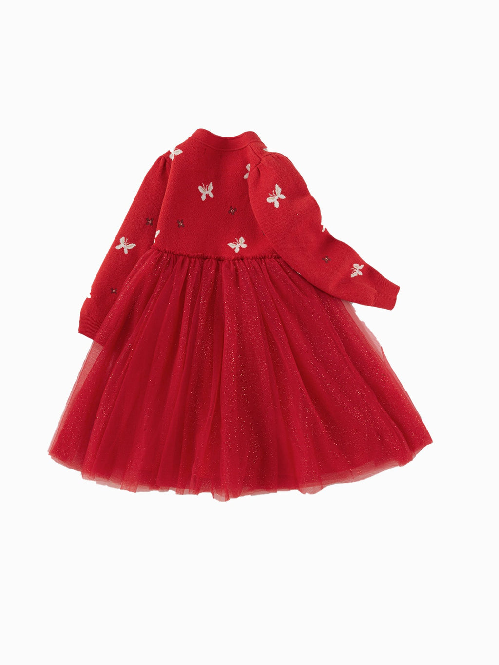 Balabala Children Clothes Girl Dress Children Skirt Knitted Mesh 2025 Winter New Princess Dress New Year