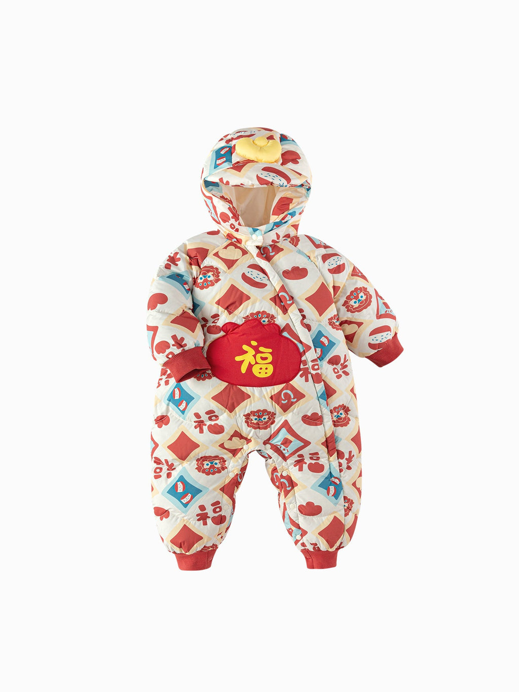 Balabala Children Clothes Baby Jumpsuit Newborn New Year Greeting Down Outfit 2025 New Year Winter wear