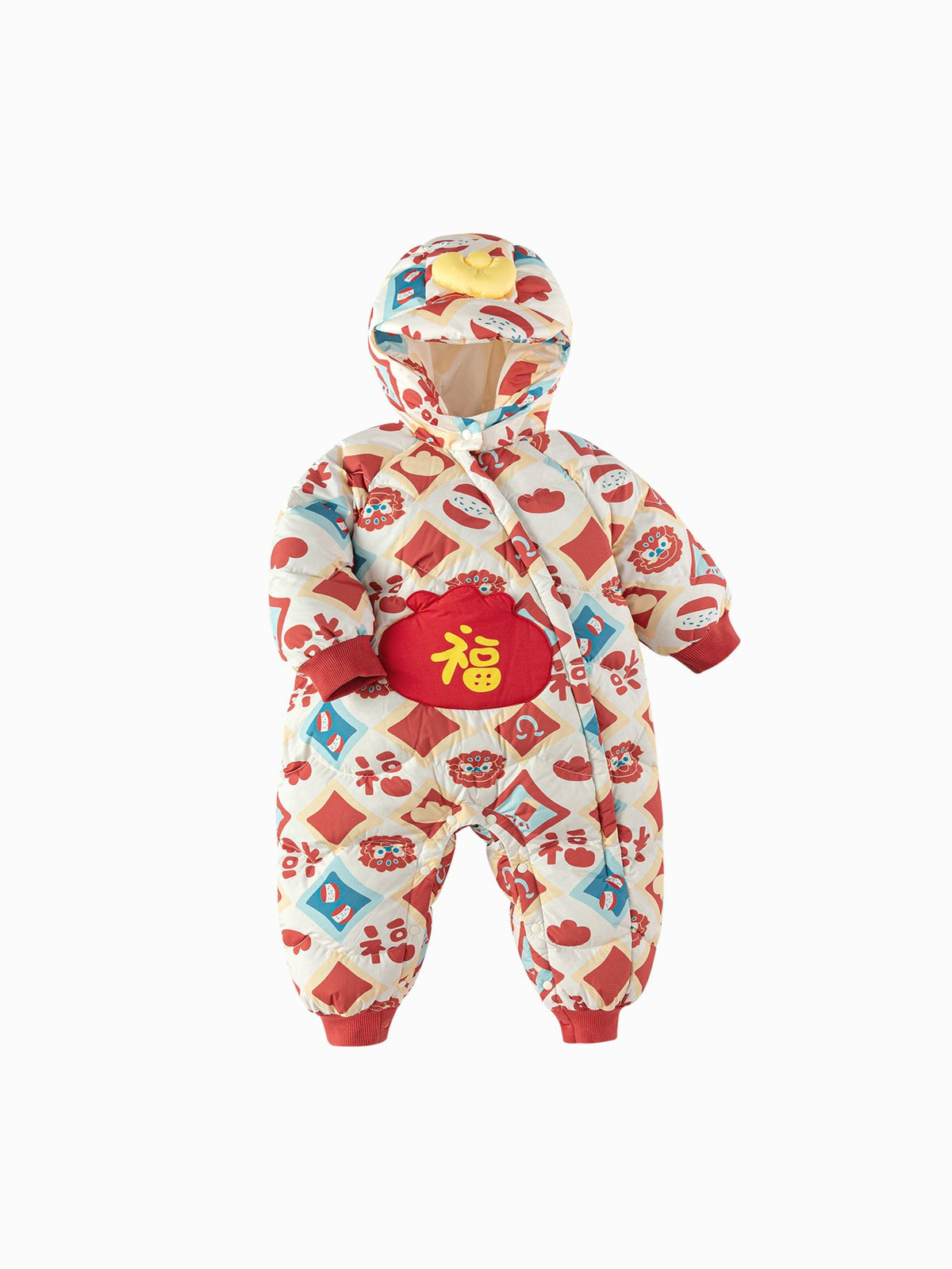 Balabala Children Clothes Baby Jumpsuit Newborn New Year Greeting Down Outfit 2025 New Year Winter wear