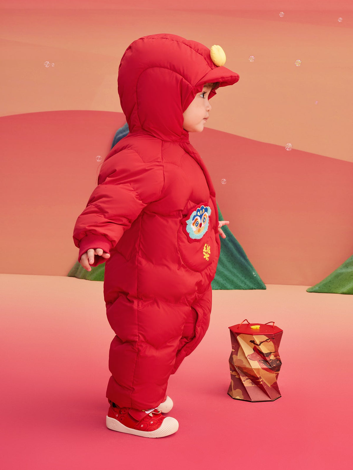 Balabala Children Clothes Baby Jumpsuit Newborn New Year Greeting Down Outfit 2025 New Year Winter wear