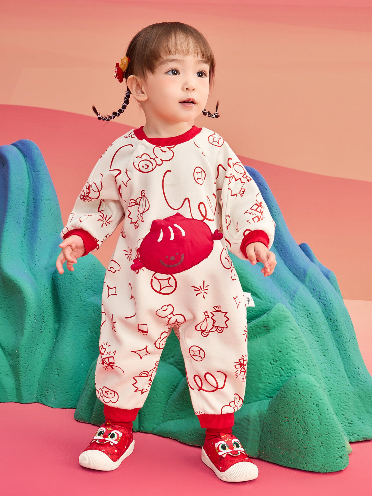 Balabala Baby Clothes Jumpsuit Newborn Romper New Year Greeting Outfit 2025 New Spring
