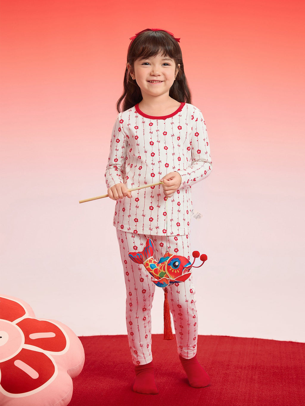 Balabala Baby Autumn Clothes Suit Year of the Snake Boy And Girl Thermal Underwear Animal Year Red Pajamas