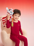 Balabala Children Thermal Underwear Suit Year of the Snake New Boy And Girl Autumn Heated Top And Pants Animal Year Red Pajamas