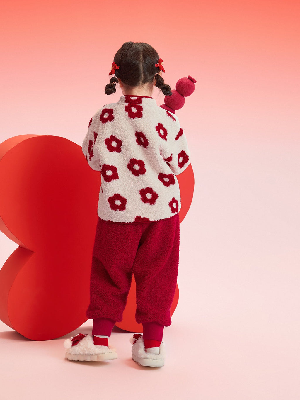 Balabala  New Boy and Girl Pajama Suit New Year's Greeting Red Animal Year