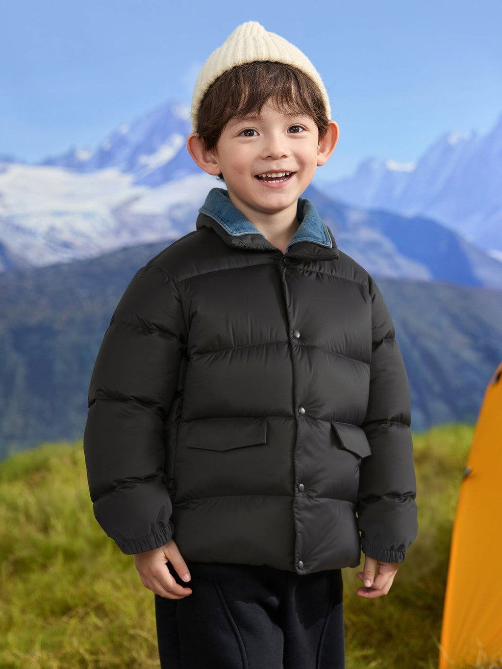 balabala boy toddler Plaid Shirt Collar Down Jacket