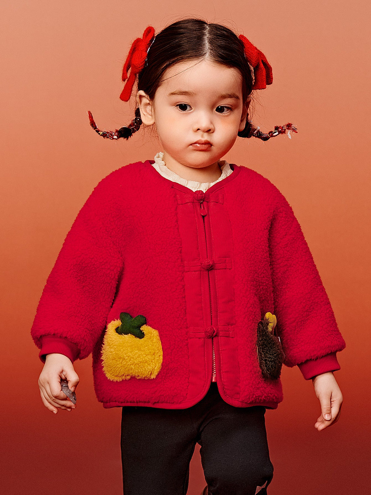 Baby Unisex New Chinese New Year Greetings Clothes Imitation Sherpa Jacket Winter