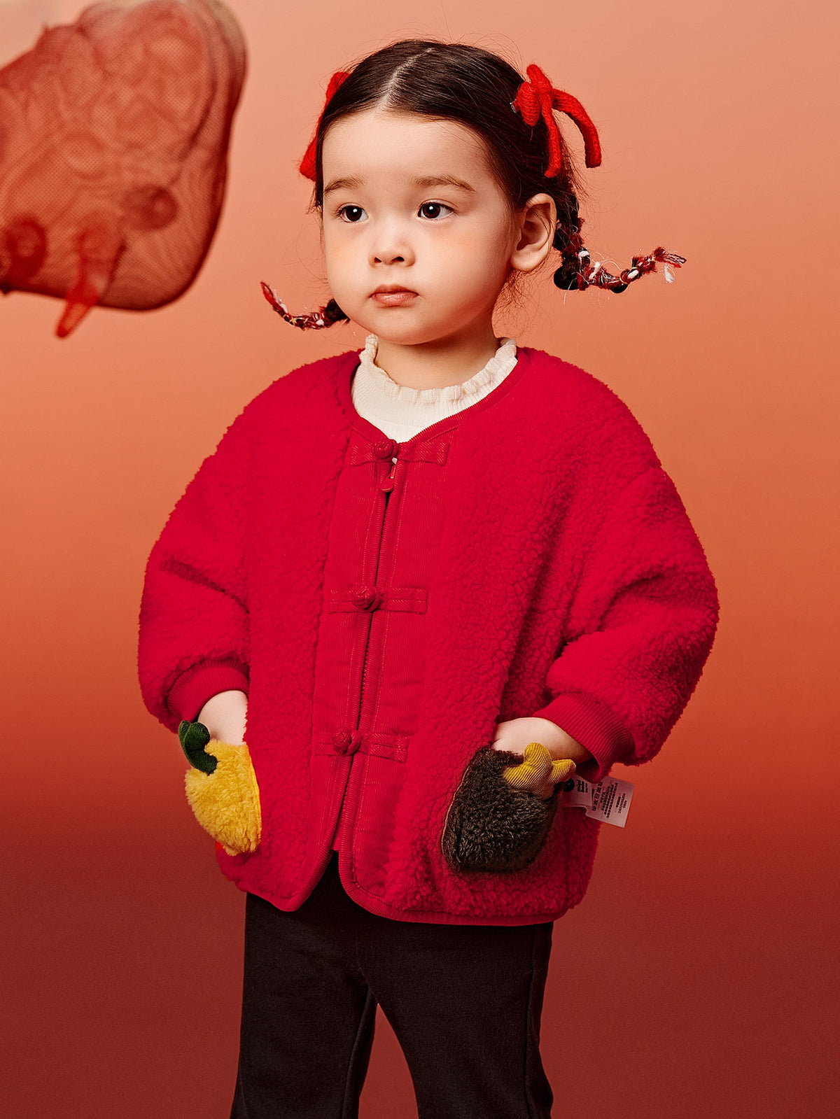 Baby Unisex New Chinese New Year Greetings Clothes Imitation Sherpa Jacket Winter
