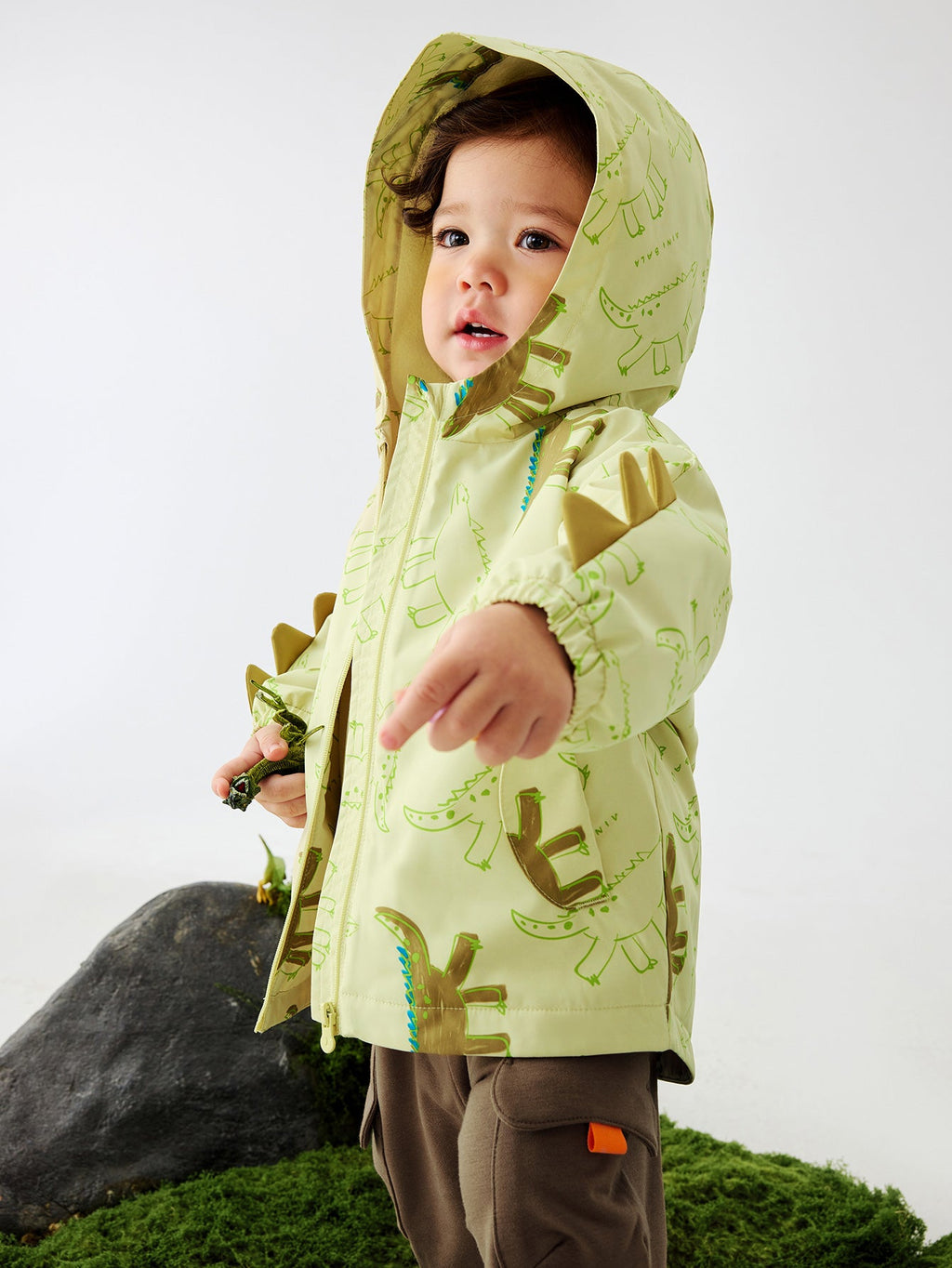 Baby Unisex New Chinese style three-proof anti-humidity and cold-keeping warm plush hooded jacket