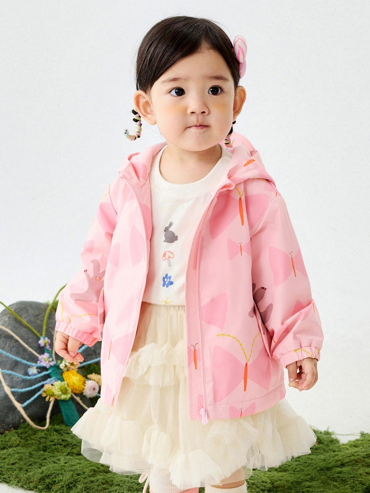 Baby Unisex New Chinese style three-proof anti-humidity and cold-keeping warm plush hooded jacket