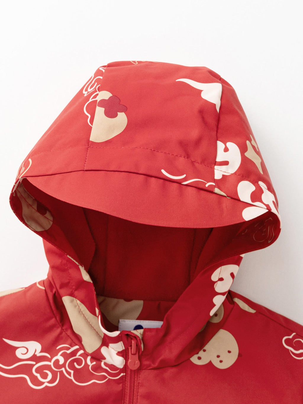 Baby Unisex New Chinese style three-proof anti-humidity and cold-keeping warm plush hooded jacket