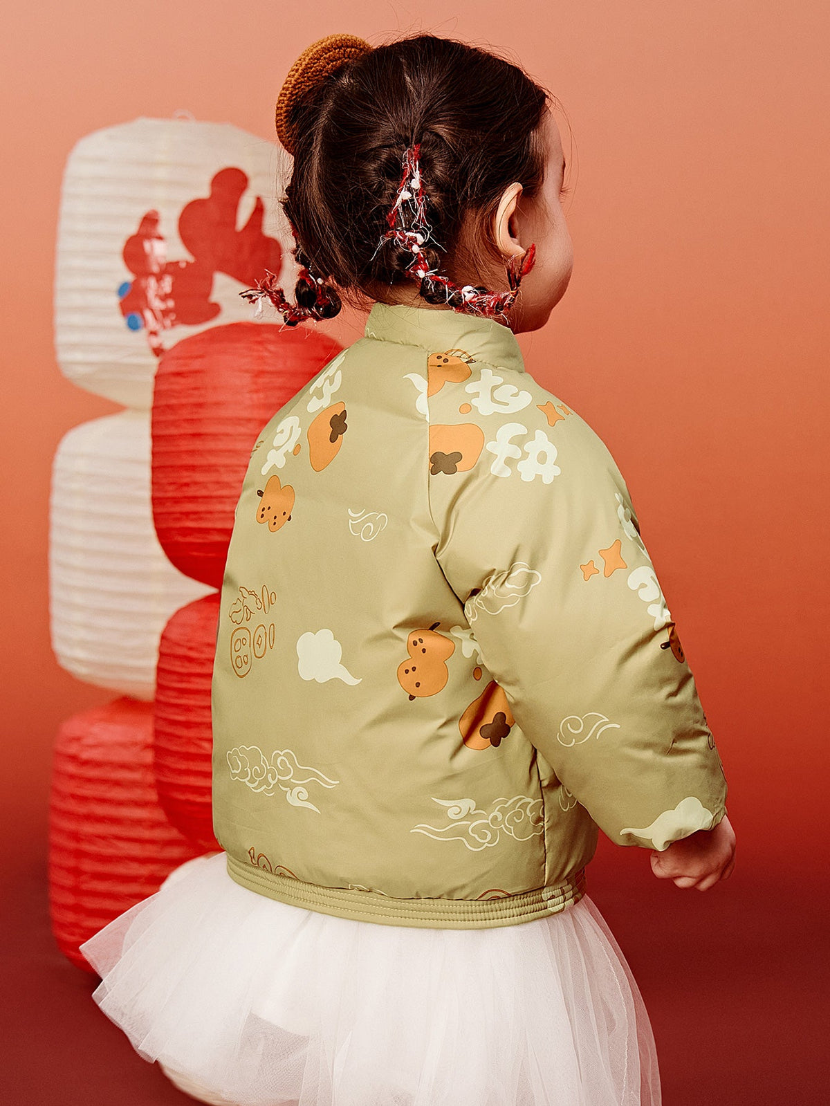Baby Unisex New Chinese New Year Greetings Waterproof and Oil-proof Cotton Jacket