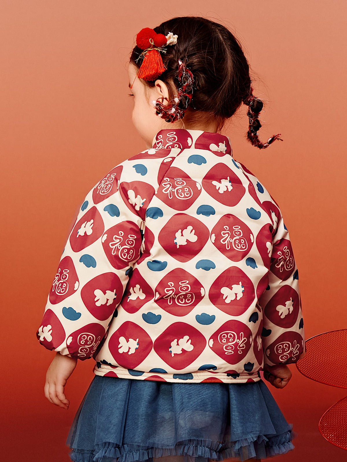 Baby Unisex New Chinese New Year Greetings Waterproof and Oil-proof Cotton Jacket