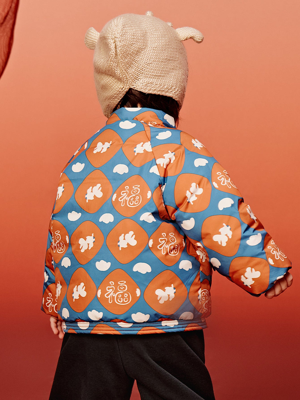 Baby Unisex New Chinese New Year Greetings Waterproof and Oil-proof Cotton Jacket