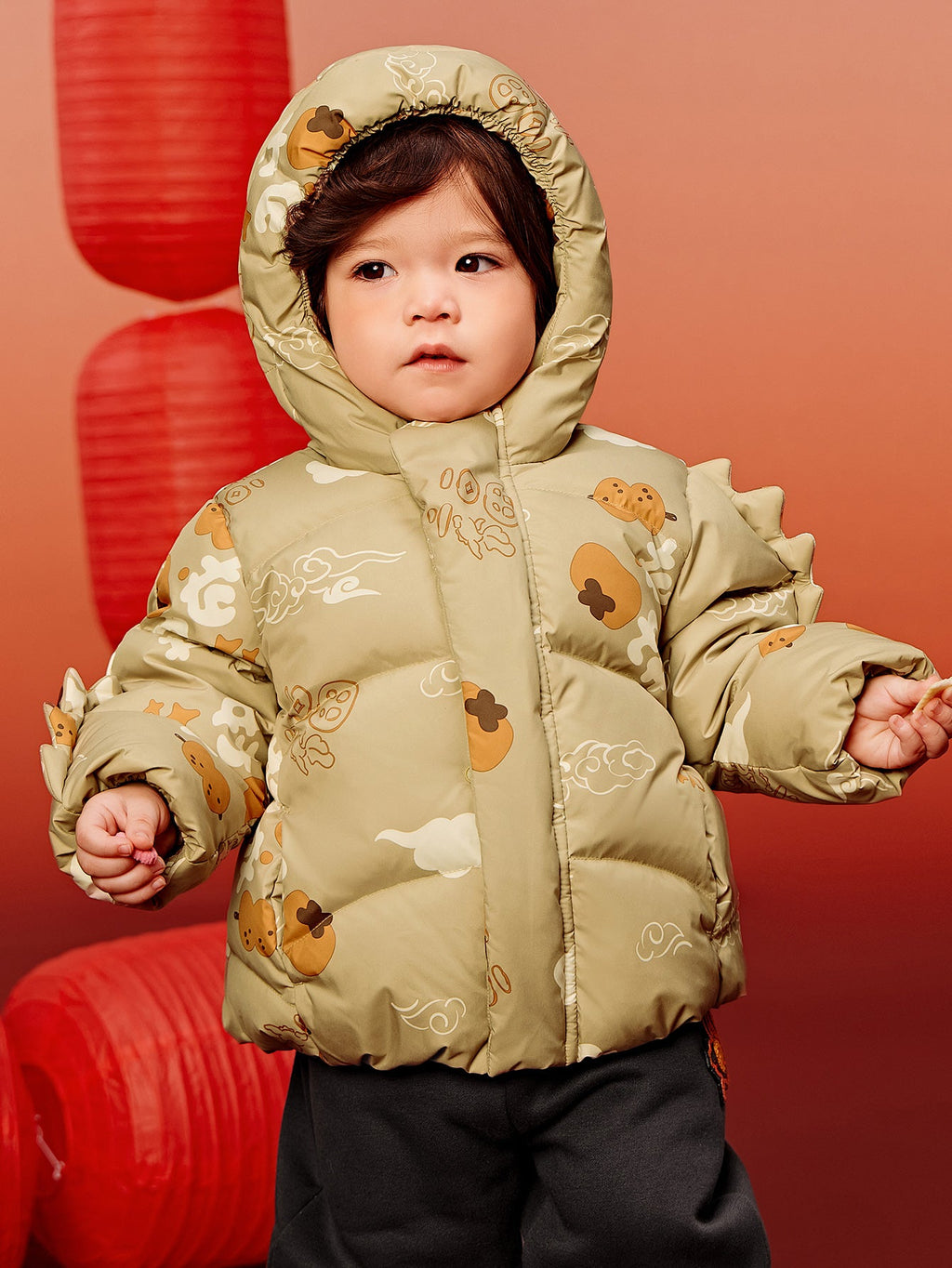 Baby Unisex New Chinese New Year Greetings Dress Waterproof and Oil-proof Down Jacket Winter