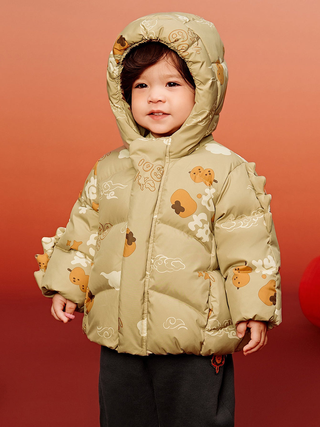 Baby Unisex New Chinese New Year Greetings Dress Waterproof and Oil-proof Down Jacket Winter