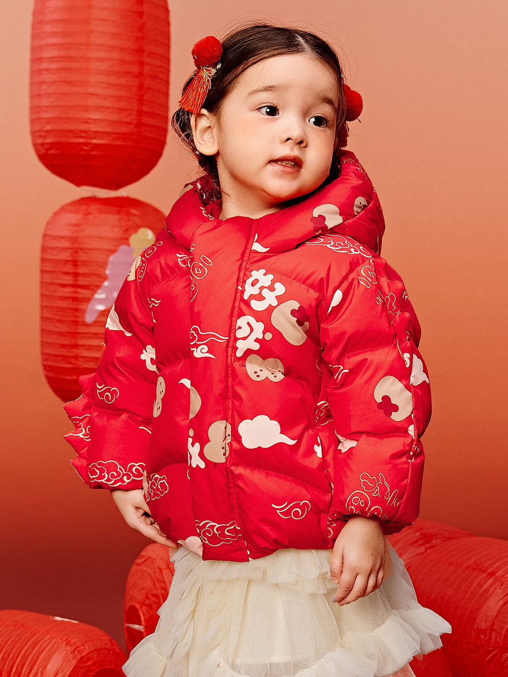 Baby Unisex New Chinese New Year Greetings Dress Waterproof and Oil-proof Down Jacket Winter
