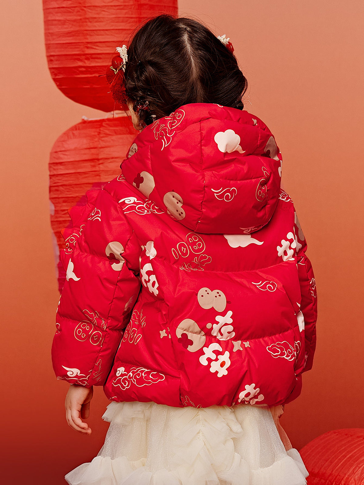 Baby Unisex New Chinese New Year Greetings Dress Waterproof and Oil-proof Down Jacket Winter