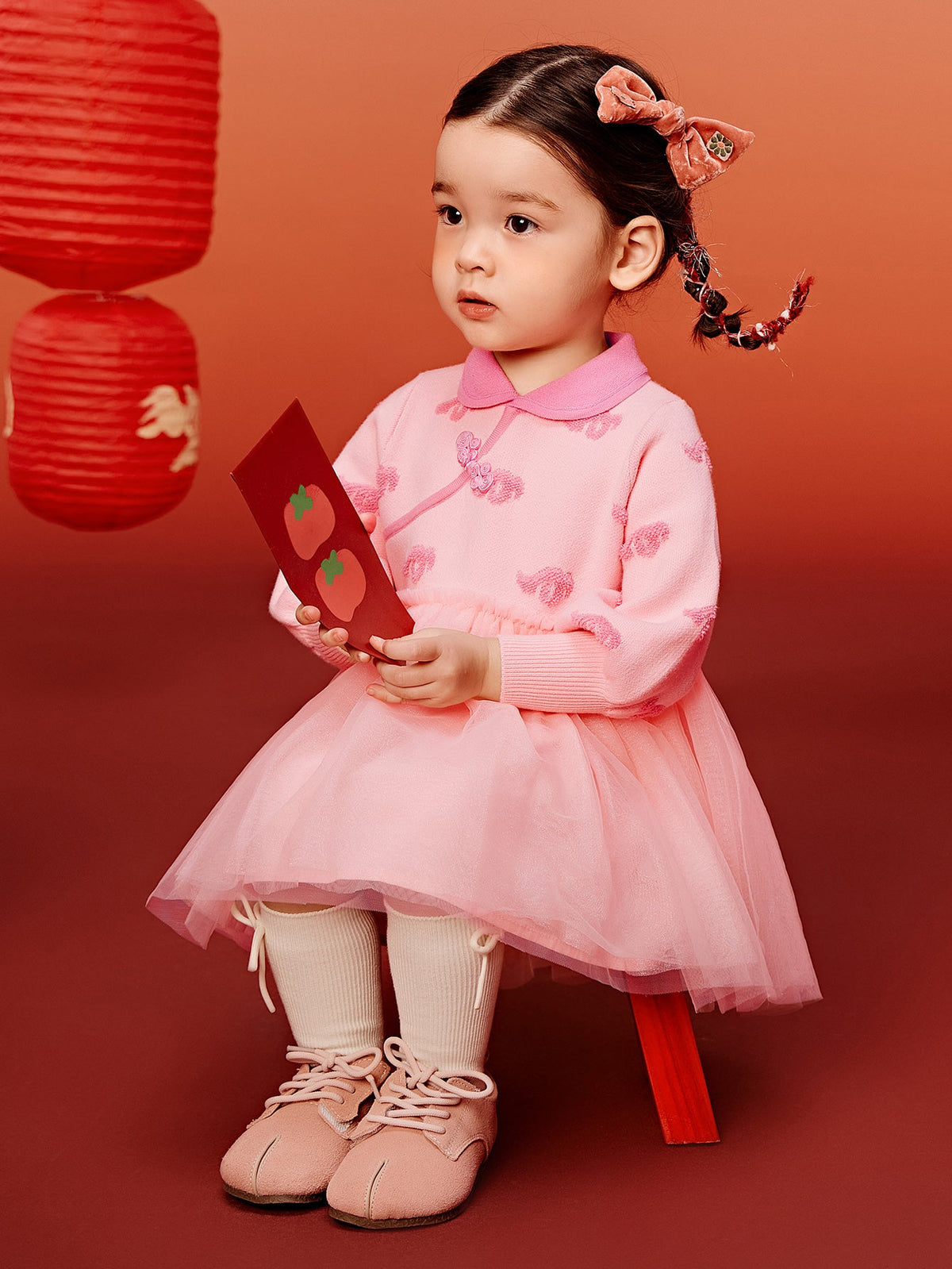 Baby Girl New Year's season patriotic style knitted dress