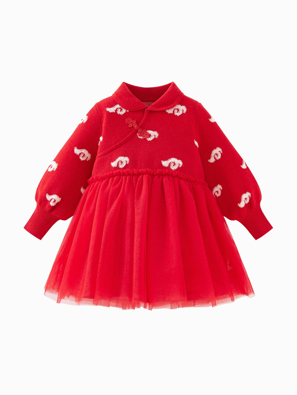 Baby Girl New Year's season patriotic style knitted dress