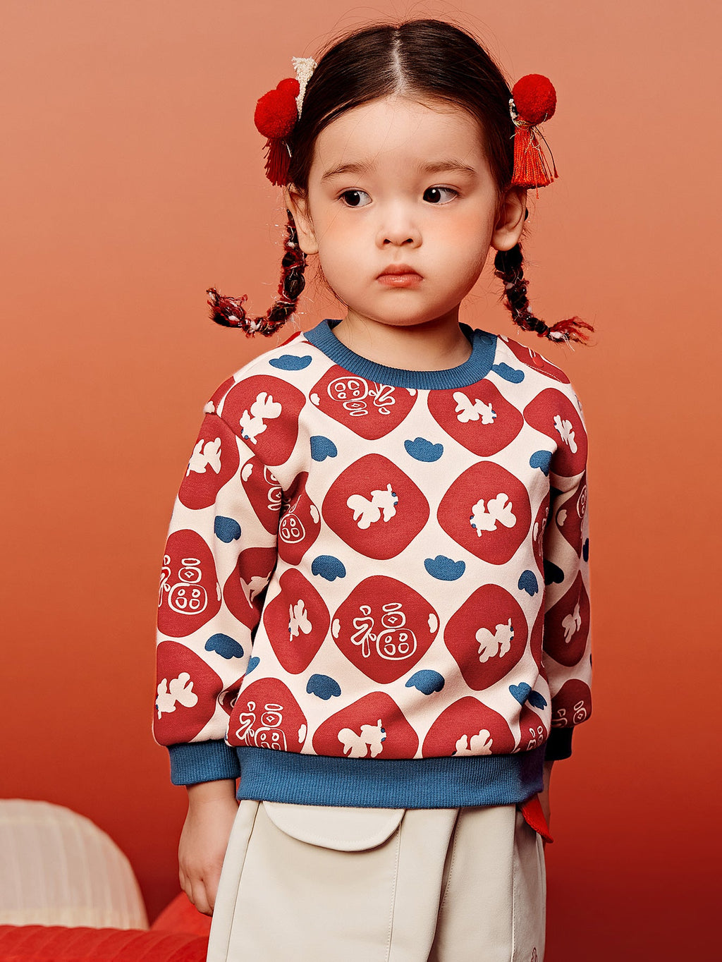 Baby Unisex Comfortable plush warm New Year greetings sweater winter