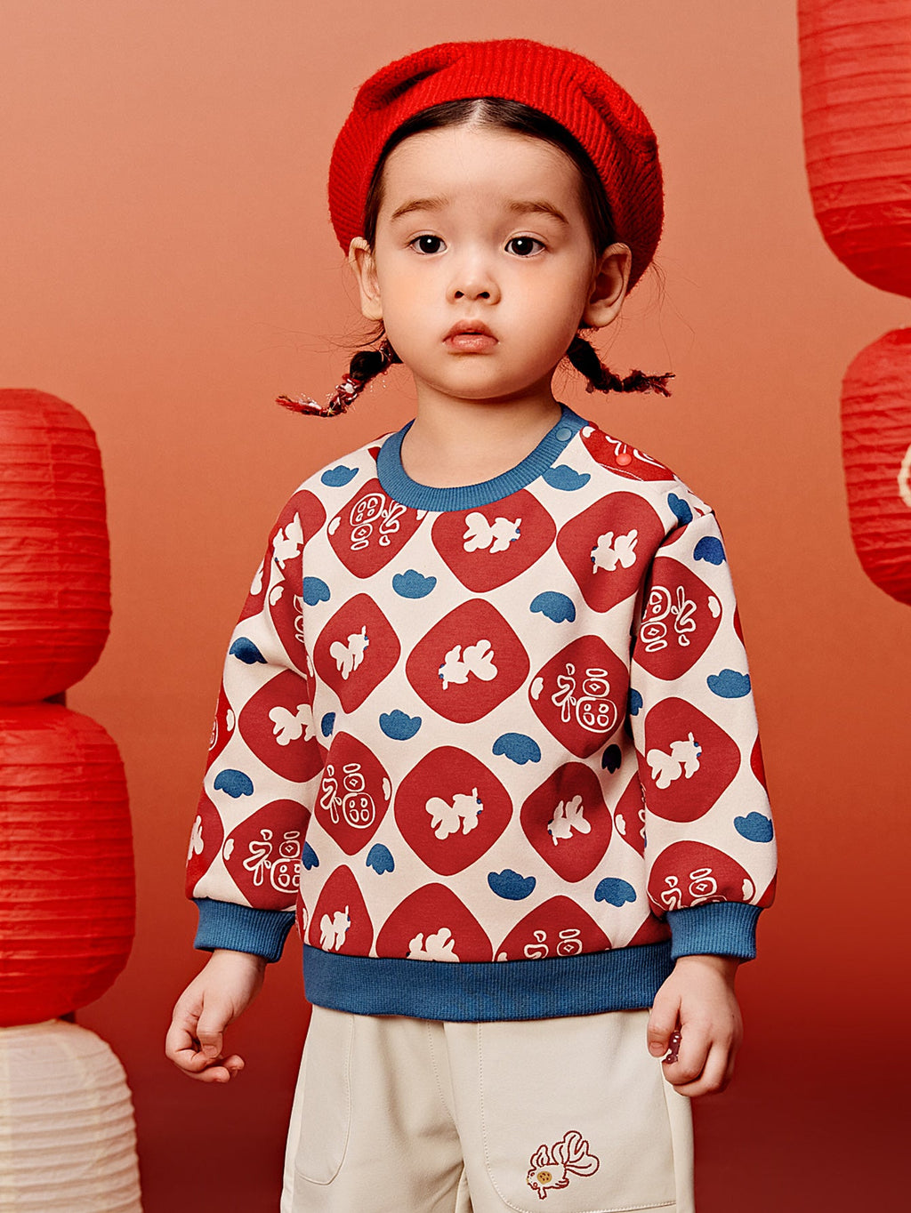 Baby Unisex Comfortable plush warm New Year greetings sweater winter