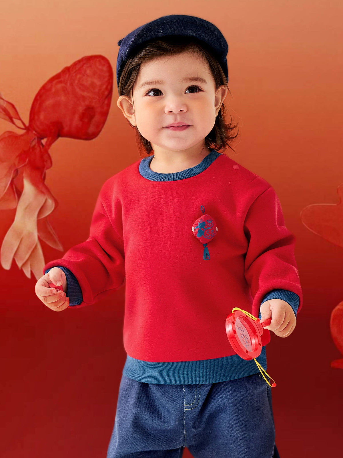 Baby Unisex Comfortable plush warm New Year greetings sweater winter