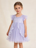 Balabala Casual Girls Butterfly Short-sleeve Tulle Dress
