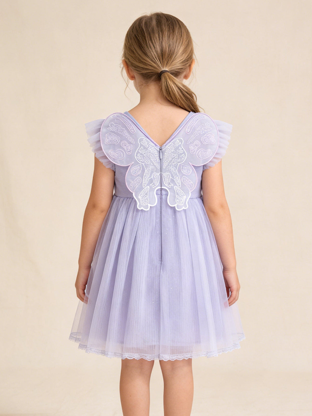 Balabala Casual Girls Butterfly Short-sleeve Tulle Dress