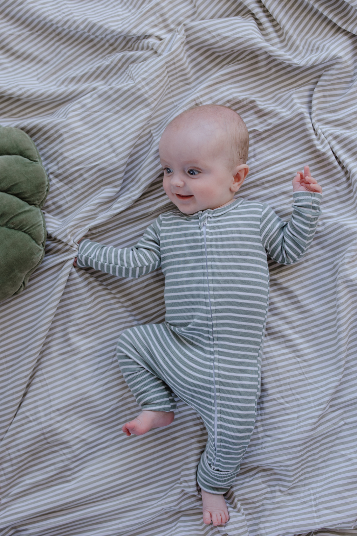 Fern Stripe Zip Romper