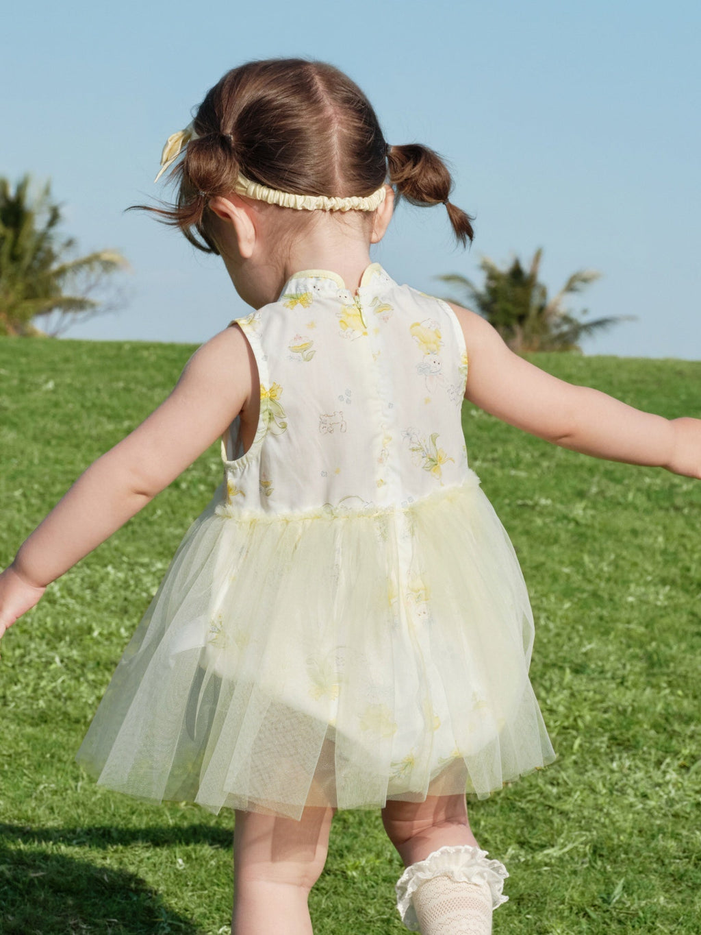 Baby Girls' Floral Print Dress Romper with Tulle Skirt 1st Birthday Outfit 208226124001