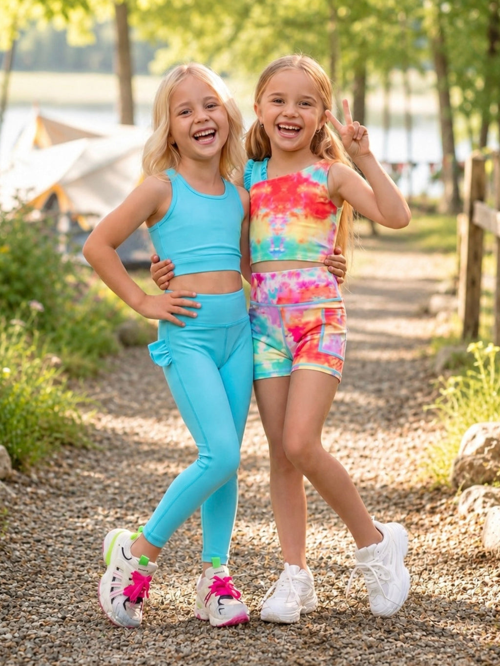 Aqua Glow Ruffle Active Leggings