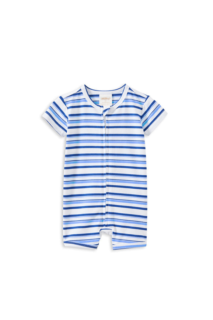 Blue Stripe Zip Romper