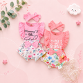 The Aaliyah - Baby Girl Print Sleeveless Romper Top + Floral Shorts + Headband