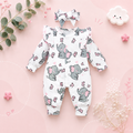 The Blakely - Newborn Baby Girl Elephant Print Long Sleeve Romper Bodysuit