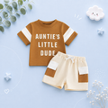The Caiden - Baby Boy Summer Outfit Set 0–3Y – Short Sleeve O‑Neck Letter Print Top & Drawstring Cargo Shorts