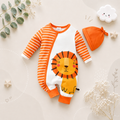 The Cash - Baby Unisex Lion Pattern Casual Striped Long Sleeve Romper
