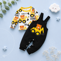 The Benicio - Newborn Baby Boy Construction Bear Print Top Overalls Set 2PCS