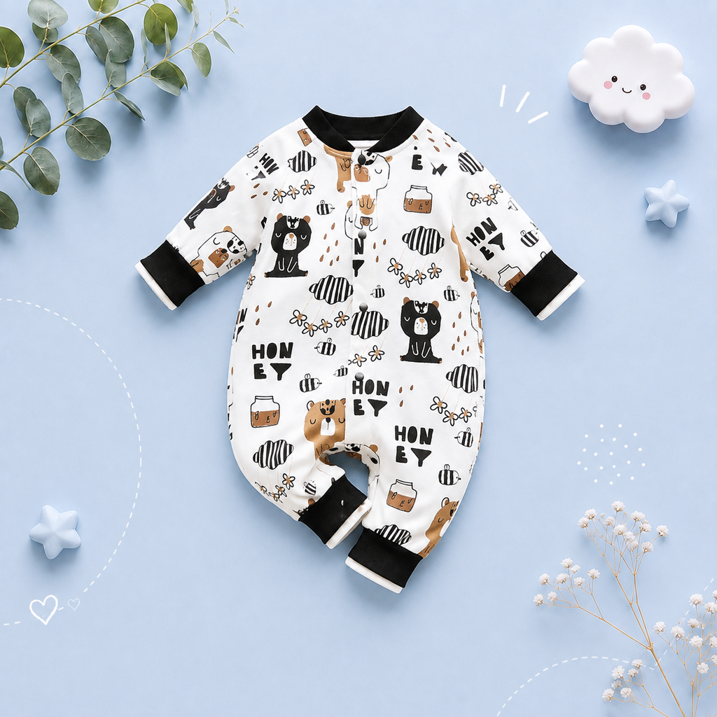 The Bryson - Baby Unisex Brown Bear Cartoon Jumpsuit