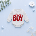 The Brayden - Baby Boy Valentine Romper Fuzzy Letter Embroidered Long Sleeve Jumpsuit