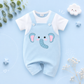 The Amias - Baby Boy Girl Elephant Print Romper Short Sleeve Summer Outfit