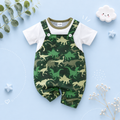 The Azael - Newborn Baby Boy Green Dinosaur Print Romper Short Sleeve Summer Outfit