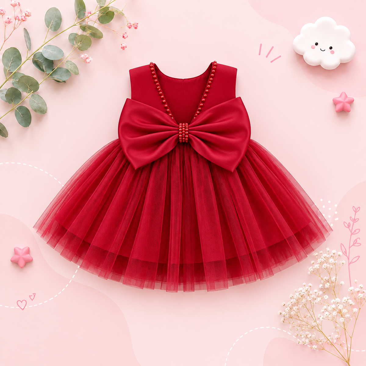 The Aya - Newborn Baby Girl Floral Party Dress Elegant Ball Gown Style
