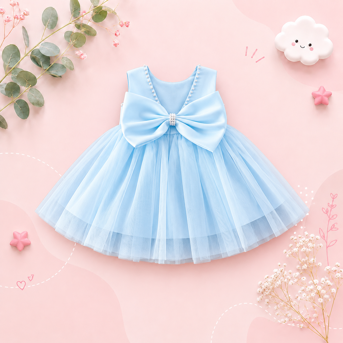 The Aya - Newborn Baby Girl Floral Party Dress Elegant Ball Gown Style